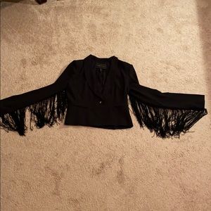 BCBG MAXAZRIA BLACK BLAZER WITH FRINGES SIZE SMALL